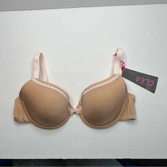 New Panache Jude Tan Molded Cup Bra 34D Lace Trim - Picture 2 of 7